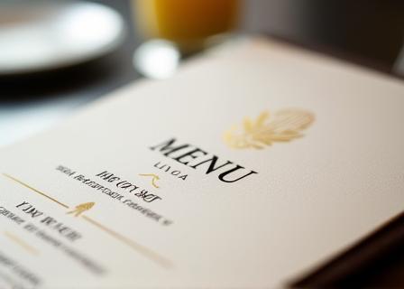 Elegant menu design for a fine dining restaurant, showing clean typography and sophisticated layout.